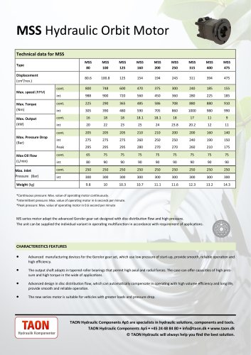 MSS Hydraulic Orbit Motor