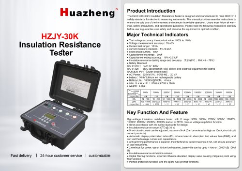 Huazheng HZJY-30K 30kV Insulation Resistance Tester Safe High Voltage Testing Instrument