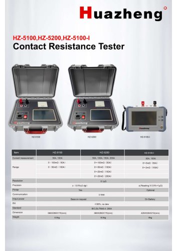 HZ-5100 / HZ-5200 / HZ-5100-I Contact Resistance Tester for Circuit Breaker and High Current Contact Resistance Measurement