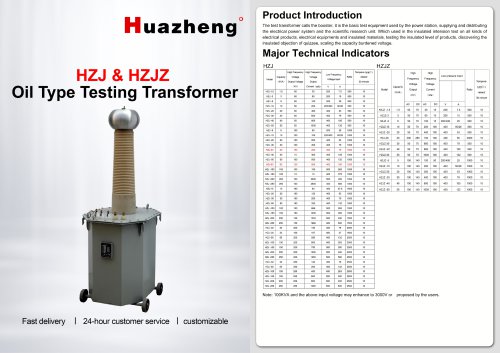 HZJ Oil Type Huazheng ac dc hipot tester oil immersed high voltage testing transformer