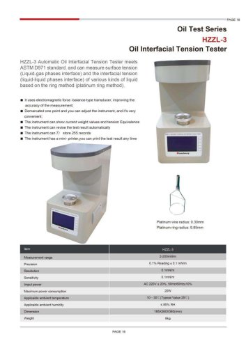 HZZL-3 ASTM D971 Oil Interfacial Tension Tester