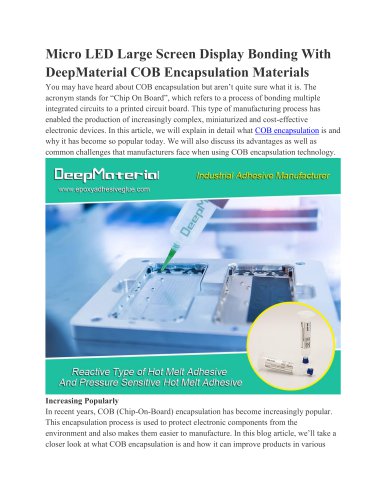 Micro LED Large Screen Display Bonding with DeepMatrial COB Encapsulation Materials