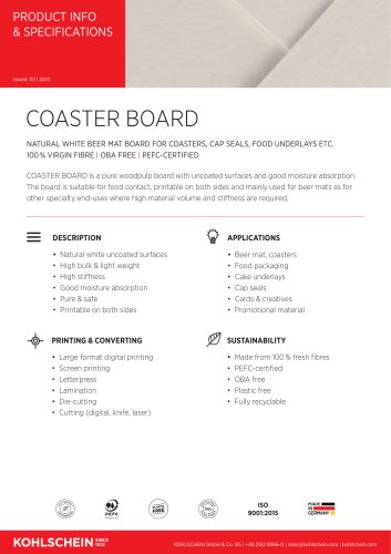 COASTER BOARD product info & specifications