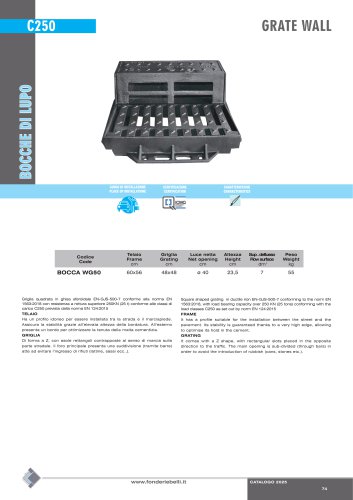 BOCCA WG- GRATE WALL- CLASSE C250