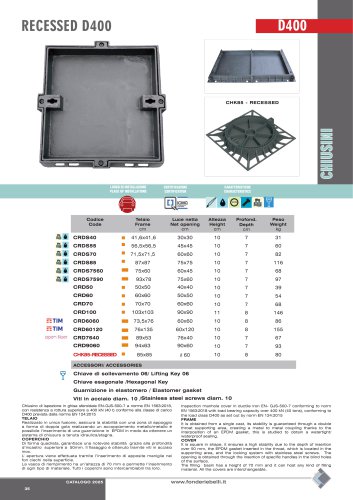 CHIUSINO RECESSED A RIEMPIMENTO- CLASSE D400