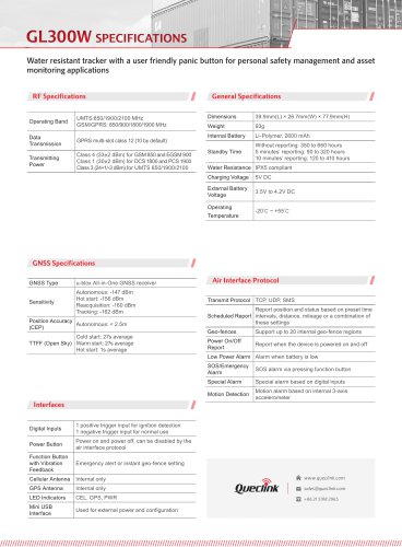 GL300W-Water resistant tracker with a user friendly panic button for personal safety management and assetmonitoring applications