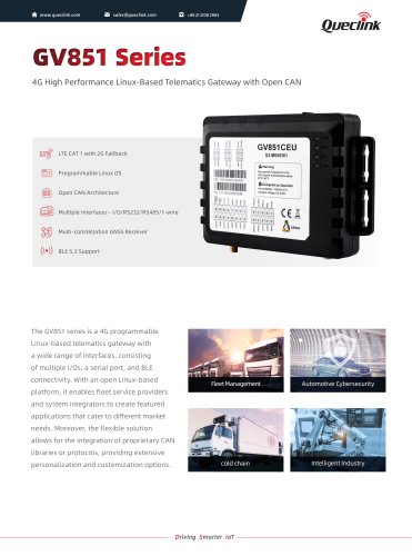 GV851 series-4G High Performance Linux-Based Telematics Gateway with Open CAN