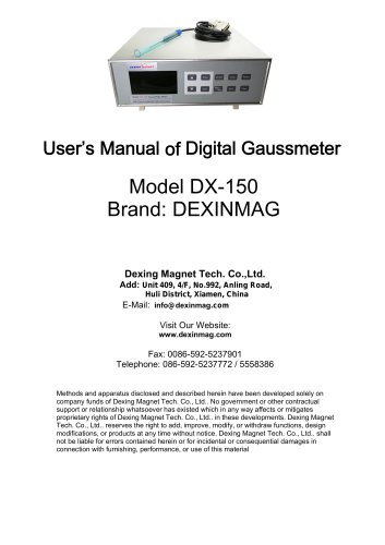 User Manual of DX-150 gauss meter