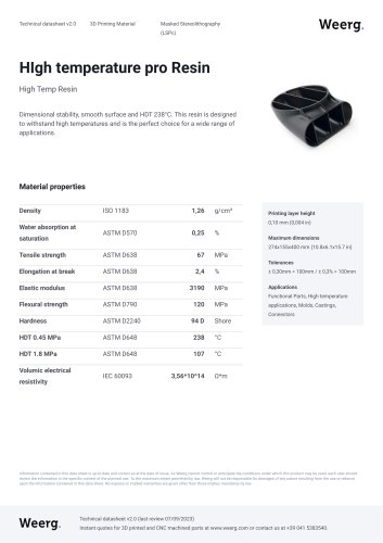 HIgh temperature pro Resin