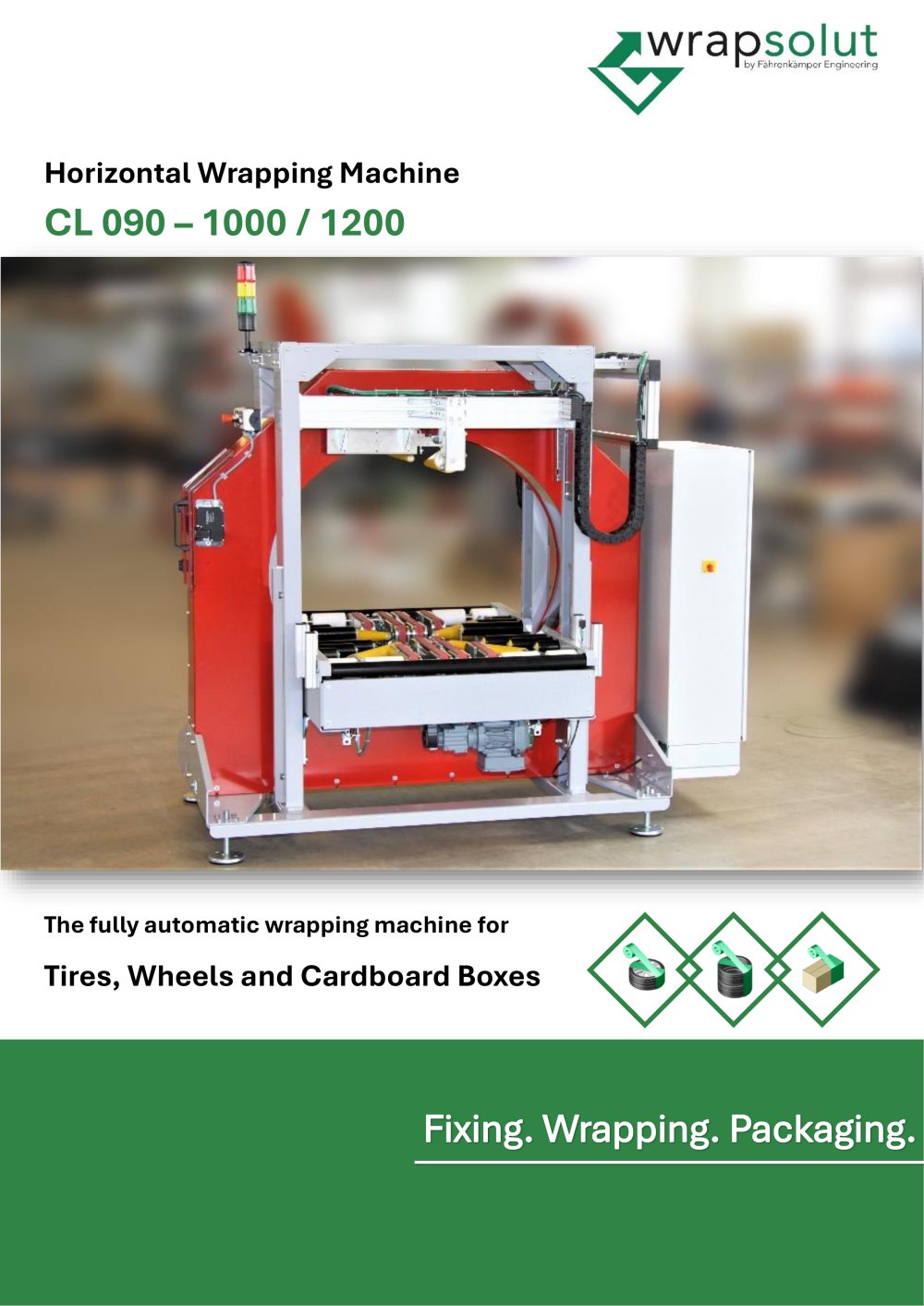fully-automatic horizontal wrapping machine for tyres & wheels CL090 - Wrapsolut - F&auml;hrenk&auml;mper GmbH & Co. KG