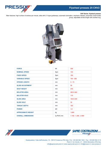 Flywheel presses 25 CNV2