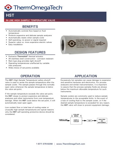 Shut-off valve pour high temperature sample HST