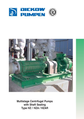 Multistage Centrifugal Pumps with Shaft Sealing Type HZ / HZA / HZAR