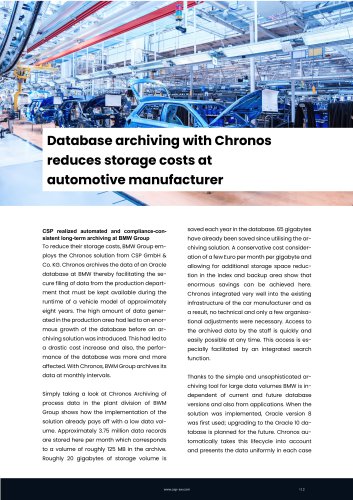 Database archiving with Chronos reduces storage costs at automotive manufacturer