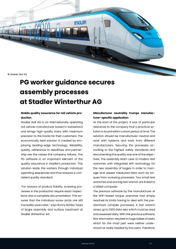 PG worker guidance secures assembly processes at Stadler Winterthur AG