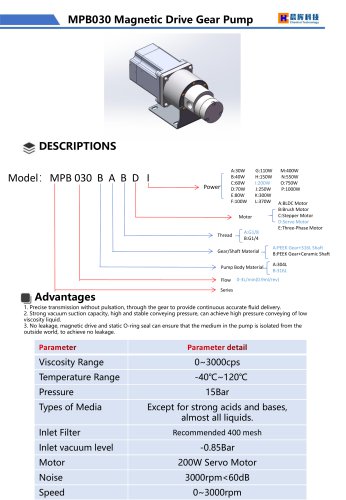 MPB030 Magnetic Drive Gear Pump