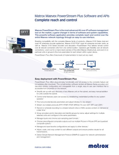 Matrox Maevex PowerStream Plus Software and APIs