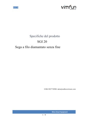 Catalogo della sega a filo diamantato SGI 20 Vimfun