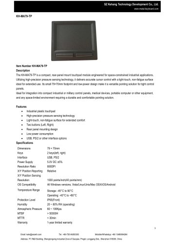 SZ KEHANG Industrial Plasitc Touchpad for Device or Rugged Computer KH-MA79-TP  