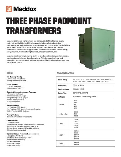 THREE PHASE PADMOUNT TRANSFORMERS