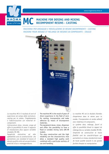 MC Machine for dosing and mixing bicomponent resins - casting