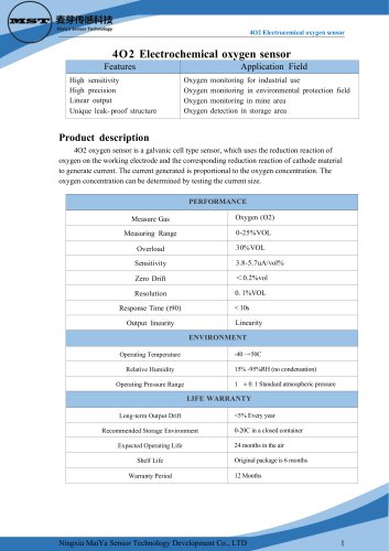 Maiya Sensor oxygen analyzer MST-4 series O2 sensor
