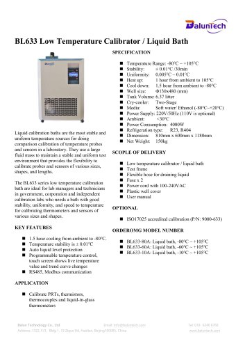 BL633 Low Temperature Calibrator / Liquid Bath