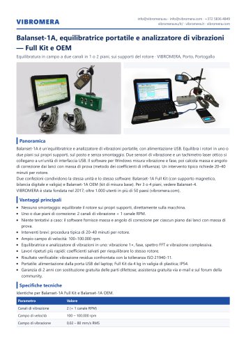 Balanset-1A, equilibratrice portatile e analizzatore di vibrazioni — Full Kit e OEM