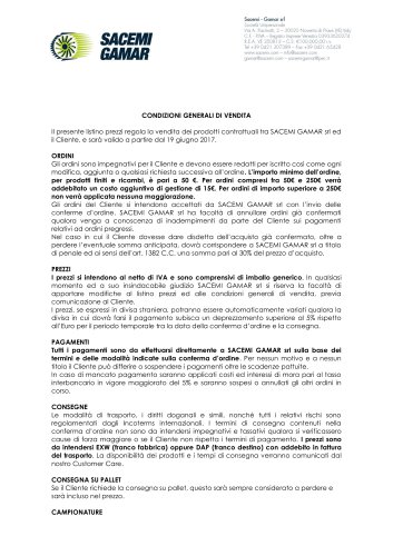 CONDIZIONI GENERALI DI VENDITA