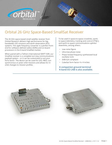 Orbital 26 GHz Space-Based SmallSat Receiver