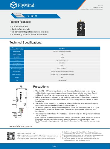 Fv10W-A1 10W VTX FPV wireless video transmission module.pdf