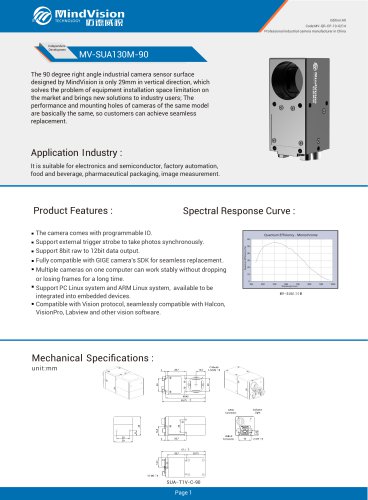 Mindvision Industrial Area Scan Global Shutter Camera  MV-SUA130M-90