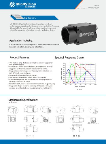Mindvision MV-GE200C Industrial GigE 2MP Rolling Shutter Color Camera