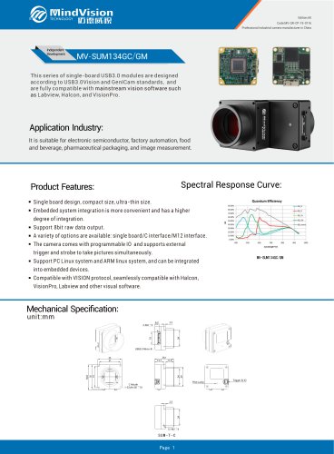 Mindvision MV-SUM134GC/GM Industrial USB3.0 High Speed Machine Vision Cameras for inspection