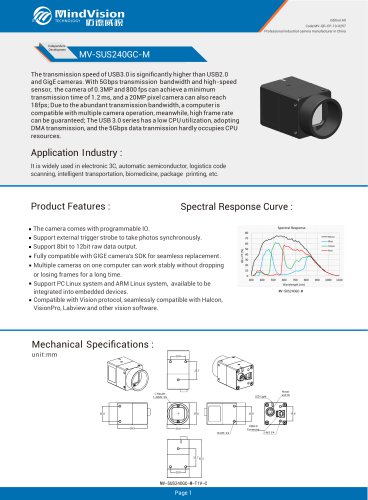 Mindvision MV-SUS240GC/M USB3.0 2.4MP High Speed Global Shutter Area Scan Industrial Camera