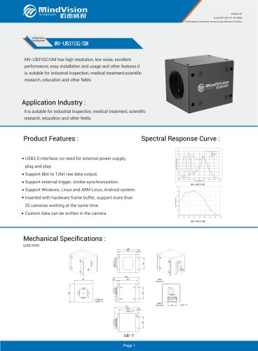 Mindvision USB2.0 CMOS Global Shutter High Speed Inspection Industrial Camera MV-UB31CG/GM