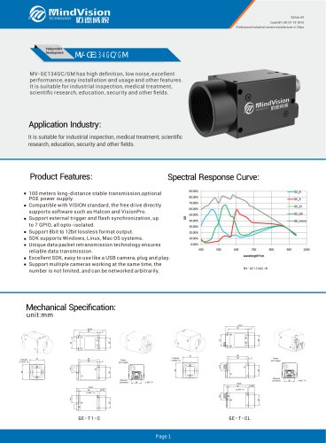 MV-GE134GC/GM 1.3MP High-Speed GigE Vision Camera with Global Shutter and Advanced Vision Features