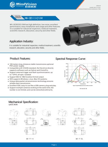 MV-GE502GC/GM GigE Vision Industrial Area Scan Camera for High-Resolution Imaging and Precision Inspection