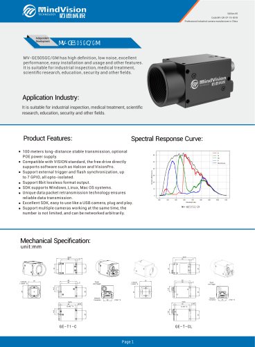 MV-GE505GC/GM GigE Vision Industrial Area Scan Camera with 22FPS Frame Rate for High-Speed Imaging and Precise Industrial Inspections
