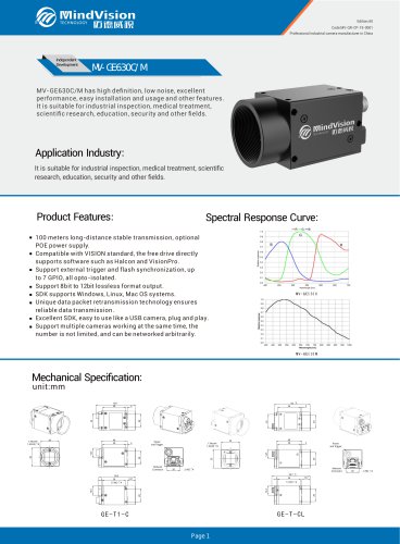 MV-GE630C/M 6.3MP High-Speed GigE Vision Camera with Advanced Vision Features