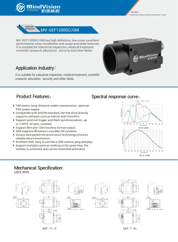 MV-GEF1200GC/GM 12MP High-Speed GigE Vision Camera with Global Shutter and Advanced Vision Features