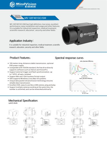 MV-GEF401GC/GM 4MP High-Speed GigE Vision Camera with Global Shutter and Advanced Vision Features