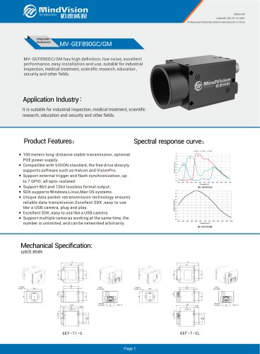 MV-GEF890GC/GM 8.9MP High-Speed GigE Vision Camera with Global Shutter and Advanced Vision Features