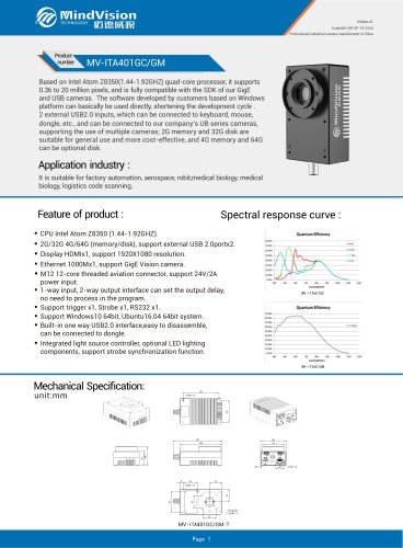 MV-ITA401GC/GM 4MP Smart Industrial Camera with Global Shutter and Advanced Vision Features