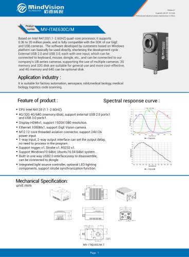 MV-ITAE630C M 6MP Smart Industrial Camera with Advanced Vision Features
