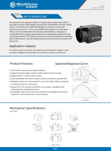 MV-SUA300GC/GM 3MP USB Camera with Global Shutter and Advanced Vision Features