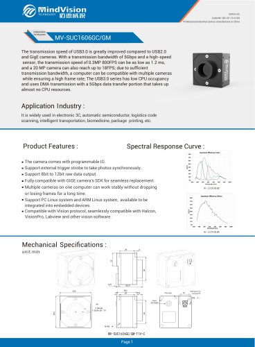 MV-SUC1606GC/GM USB3.0 Industrial Camera for High-Resolution Imaging and Advanced Performance in Industrial Environments