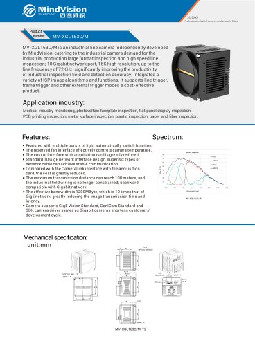 MV-XGL163C/M High-Speed Line Scan Camera with Advanced Vision Features