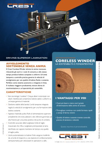 Crest Datasheet Coreless Winder