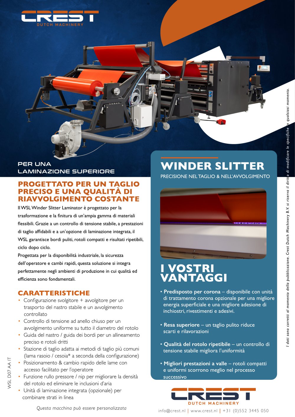 Crest Datasheet WSL - Crest Dutch Machinery